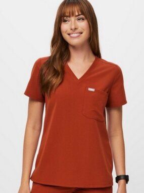 FIGS Burnt Orange Scrub Set - Catarina Top & Zamora Joggers - Small